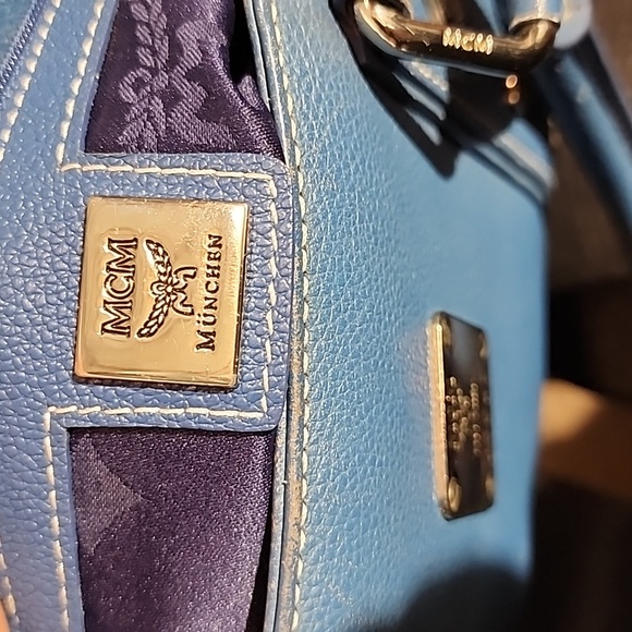 MCM Blue Leather Boston Bag - Picture 8 of 8